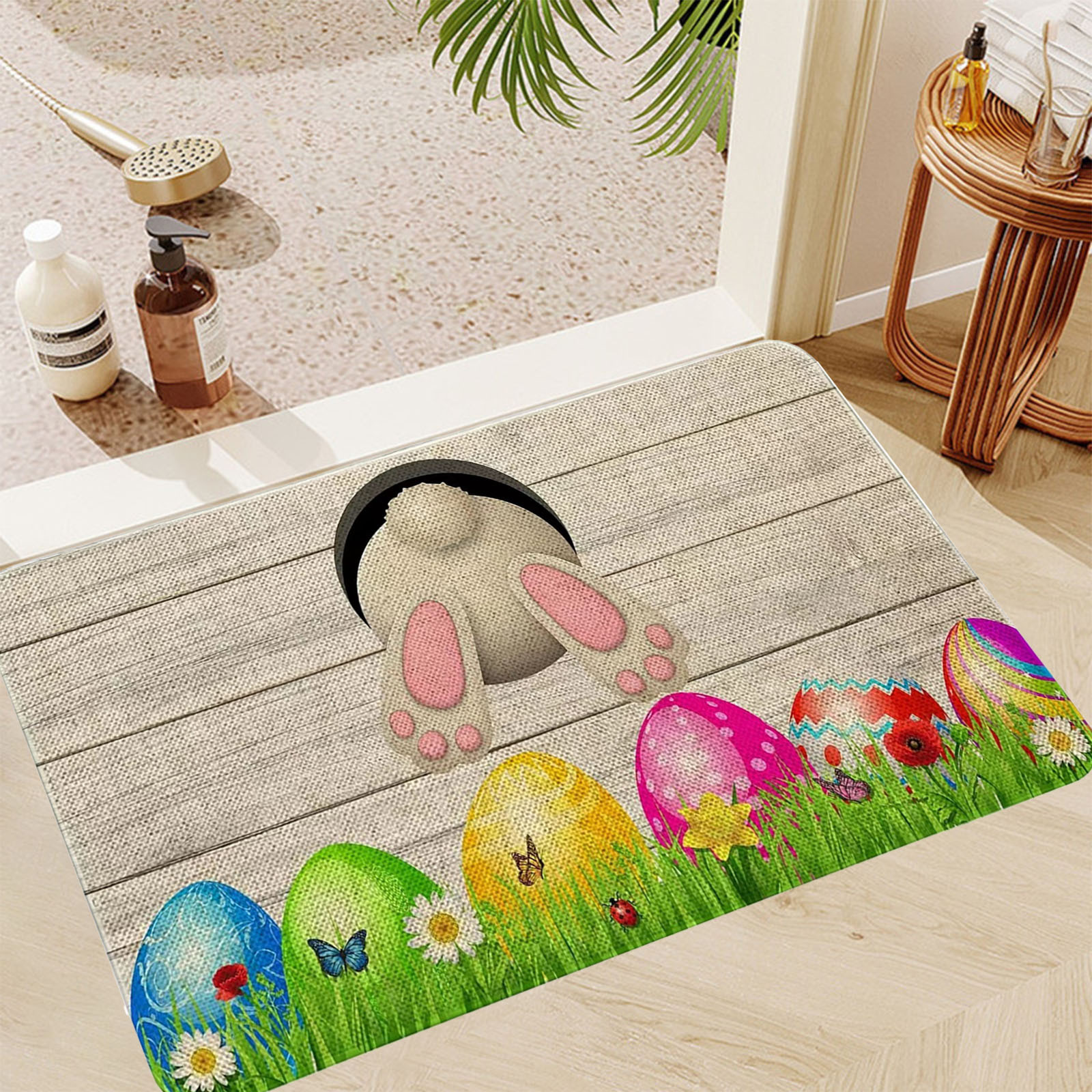 Goattoy Easter Bunny Mat Ornaments, Easter Decorations for Indoor Home,Bedroom,Office,Easter Decor Bunny Festival Party Supplies,Clearance Savings,Party Gifts for Kids,Girls,Friends